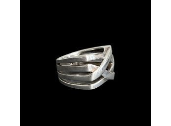 Sterling Silver Flat Top Intertwining Band Ring Marked SX Size 8