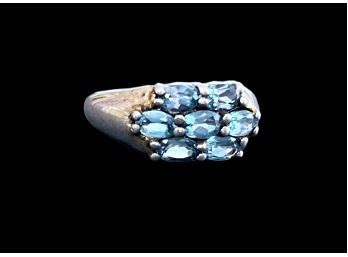 Sterling Silver Multi Blue Topaz Band Ring Size 7.5 Market CA