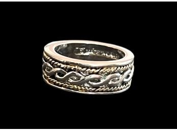 Sterling Silver Braided With 10kt Gold Band Ring Size 6