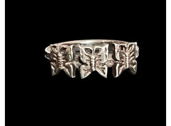 Vintage Sterling Silver Small Butterfly Woman's Band Ring Size 7