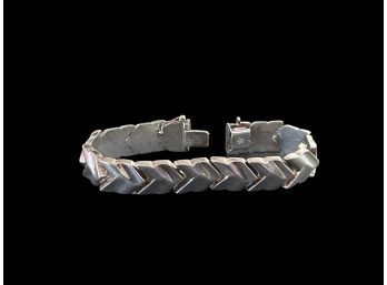 Sterling Silver Milor Italy Puffed Chevron Style Link Bracelet 7.5'