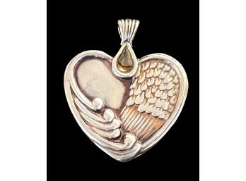 Sterling Silver Wing Of Angel Heart Pendant Marked BGE
