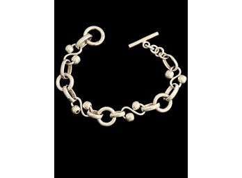 Sterling Silver Mexico Link And Sterling Ball Link Bracelet 8'