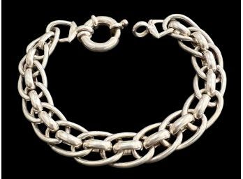 Sterling Silver 3 Loop Intertwining Chain Link Bracelet 7.5'