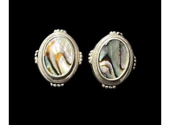 Joseph Esposito Abalone Shell Sterling Silver Marked ESPO SIG Post Earrings