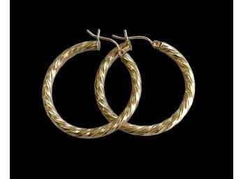 14K Yellow Gold Twisted Hoop Earrings 3gr