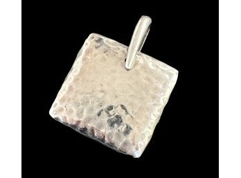 Sterling Silver Puffed Silpada Square Hammered Pendant