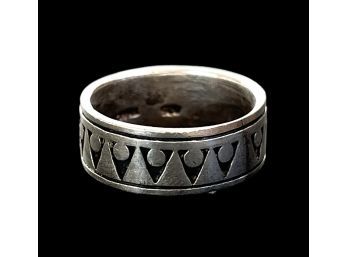 Vintage Sterling Silver Aztec Shadow Box Style Band Ring Size 9 Marked TMA