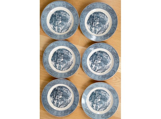 Set Of 6 Cavalier Ironstone Scenic Royal China Plates