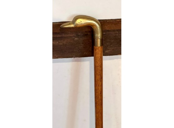 Vintage Walking Stick With Brass Duck Head