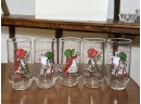Vintage Set Of 5 Coca-Cola Company Holly Hobby Drinking Glasses
