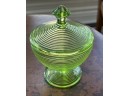 Vintage Indiana Glass Old English Green Candy Dish