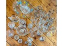 Vintage Lot Of Miscellaneous Glass Ware, Serving Dishes, Bar Ware
