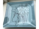Abstract Contour Line Drawn Women On Glass Platter