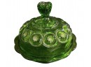 Vintage 1968 L. E. Smith Moon & Stars Emerald Green Round Covered Dish