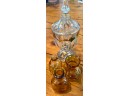 Lot Of Several Pieces Of Multi Color Vases, Candy Jars, Decanter
