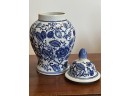 Vintage Chinese Blue And White Vase Jar Urn With Lid