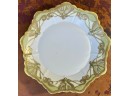 Vintage Noritake Nippon Hand Painted Green Gold Scalloped Art Nouveau Plate