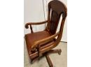 Vintage Style Wood Desk Chair On Wheels