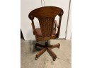 Vintage Style Wood Desk Chair On Wheels