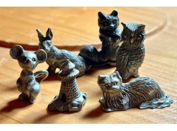 Collection Of Pewter Miniature Animals And Lighthouse