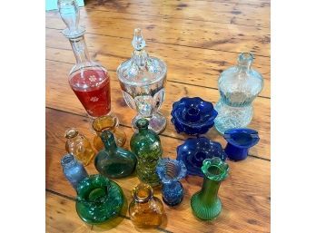 Vintage Lot Of Miscellaneous Colored Glass
