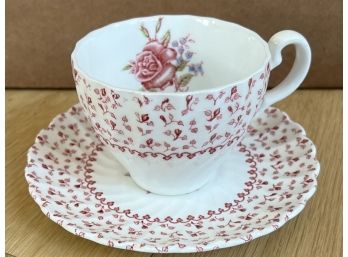 Johnson Brothers Rose Bouquet Pink And White Teacup And Saucer