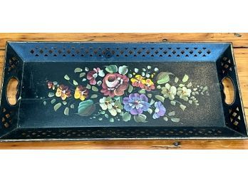 Vintage Hand Painted Floral Tole Tray Nashco Productions