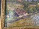 Ninteenth Century Oil Painting On Board By Frank Wil Depicting Two Homes In A Valley Entitled Peaceful Valley'