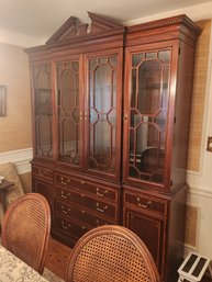 Beautiful Inlaid Two Part Mahogany Breakfront China Cabinet With Inlay By White Fine Furniture