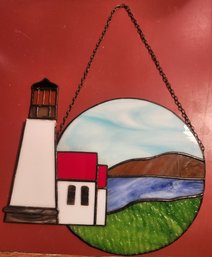 Stained Glass Lighthouse Sun Catcher As Is