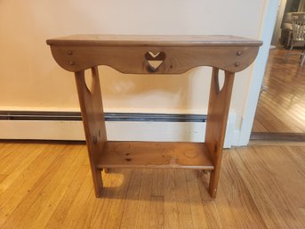 Pine Side Table With Heart Shape Cut Outs