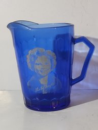 Cobalt Blue Glass Shirley Temple Pitcher