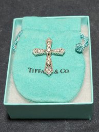 Fancy Filigree Sterling Silver Cross With Tiffany And Company Box
