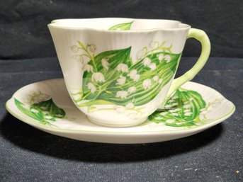 Shelley English Bone China 'lilly Of The Valley' Cup And Saucer