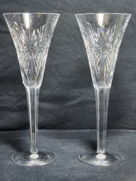 Pair Of Waterford Crystal Toasting Flutes