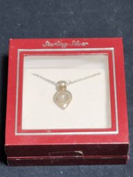 Steling Silver Chain And Heart Shaped Pendant