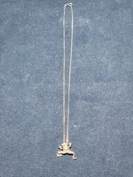 Sterling Silver Chain With Frog Pendant Both Marked Sterling