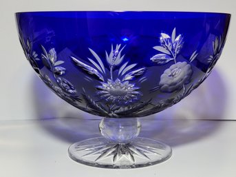 Stunning 10' Ajka Design Guild Crystal Cut To Clear Compote