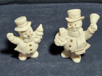 Two Lenox Porcelain Snow Men Figures