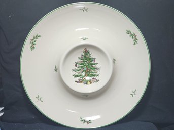 14' Spode 'Christmas Tree' Snack Dish/ Chip And Dip