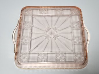Pink Depression Glass Serving Tray
