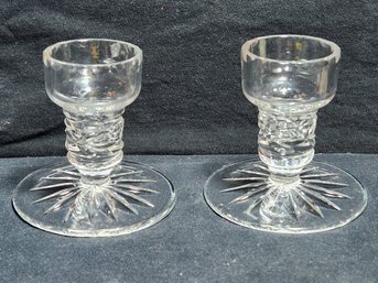 Pair Of Galway Cut Crystal Candle Holders