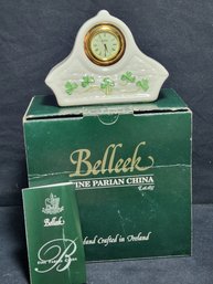 Irish Beleek Parianware Dresser Clock With Original Box