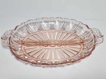 Pink Depression Glass Divided Tray