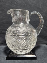 Gorgeous Bulbous  Cut Crystal Pictcher With Applied Handle
