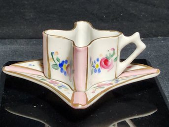 Unusual Hand Painted Armando Grave Demi Tasse Cup And Saucer