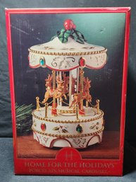 Home For The Holidays Porcelain Musical Carousel Good Working Order In Original Box