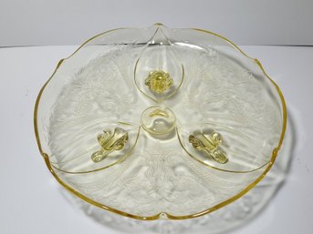 Elegant Depression Glass Yellow Footed Pastry Plate