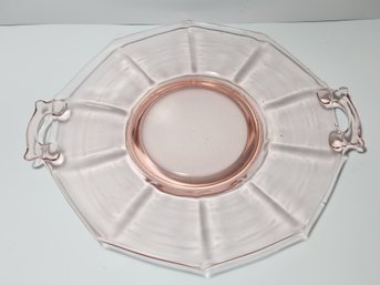 Pink Depression Glass Two Handled Pastry Tray